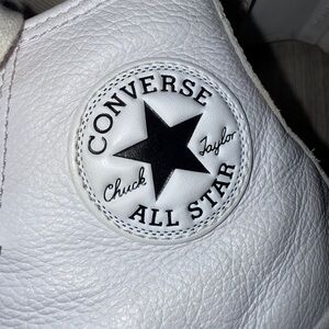 Converse White Leather Sneaker with Black Star Patch